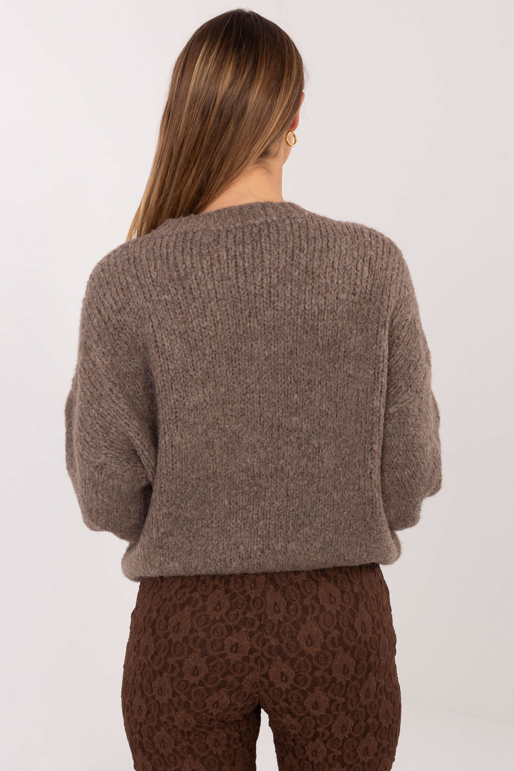 Italy Moda Dark Beige Puff Sleeve Jumper - view 3