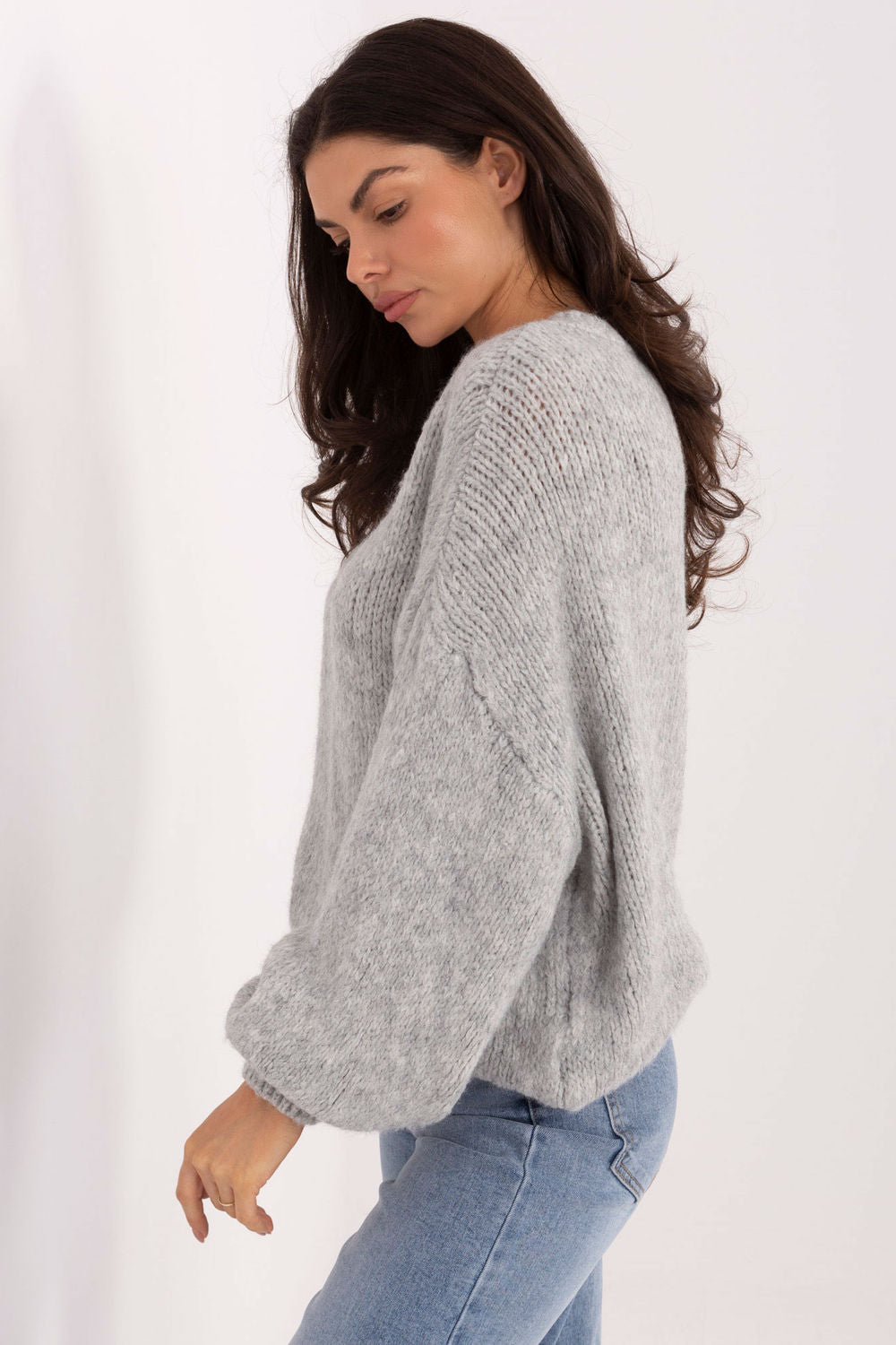 Italy Moda Grey Puff Sleeve Jumper - view 2