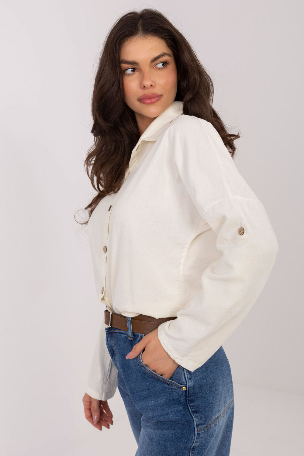 Italy Moda Light Beige High Waisted Long Sleeve Top - view 2