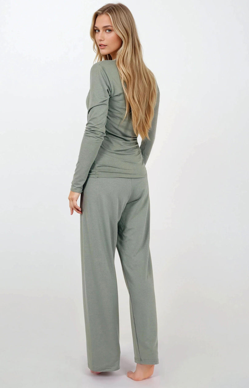 Momenti Per Me Emerald Dreams Green Lace Long Sleeve Pyjamas - view 4