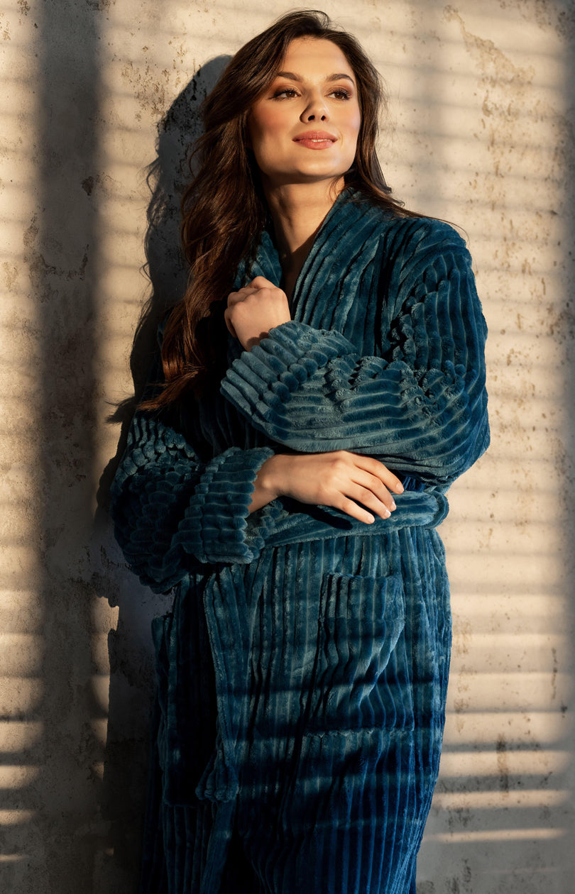 Momenti Per Me One And Only Turquoise Long Sleeve Dressing Gown - view 3