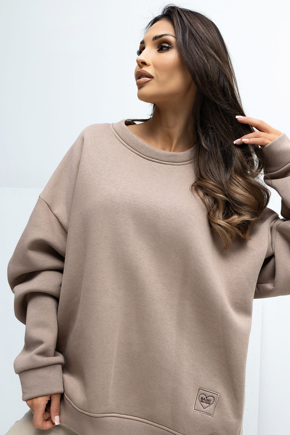 Rue Paris Dark Brown Bodycon Long Sleeve Sweatshirt - view 4