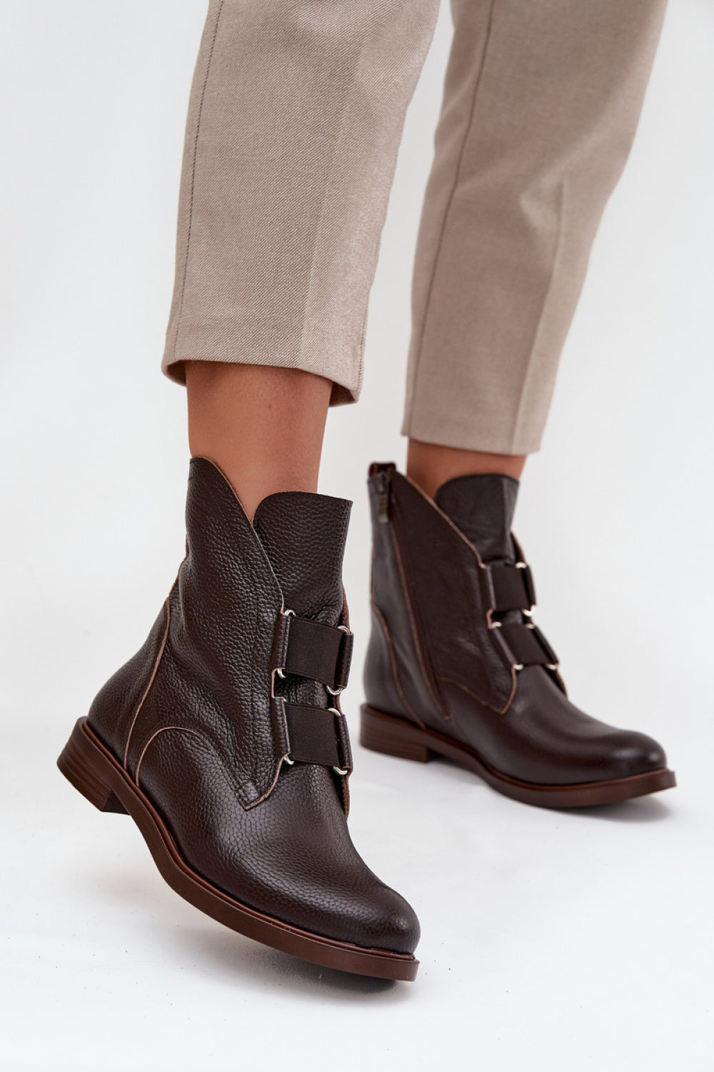 Step In Style Zazoo Chocolate Leather Flat Boots