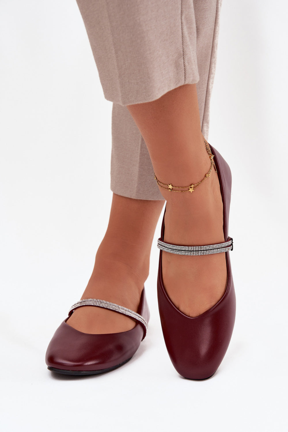 Step In Style Ilirene Burgundy Faux Leather Flat Ballet Flats - view 3