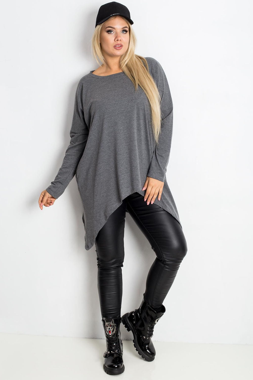 Relevance Dark Grey Cotton Plus Size Tunic - view 2