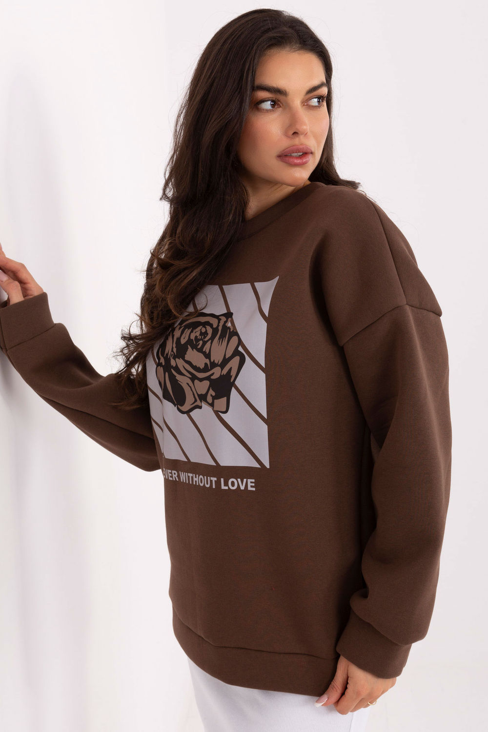 Italy Moda Brown Long Sleeve Cotton Sweatshirt - view 2