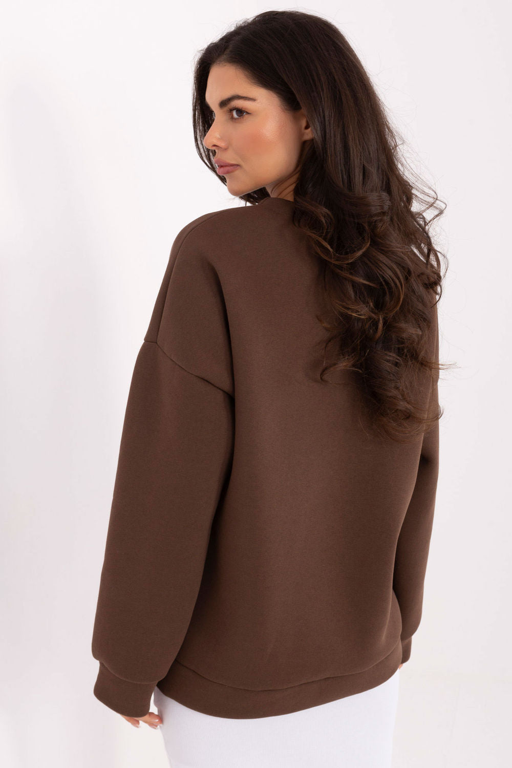 Italy Moda Brown Long Sleeve Cotton Sweatshirt - view 3