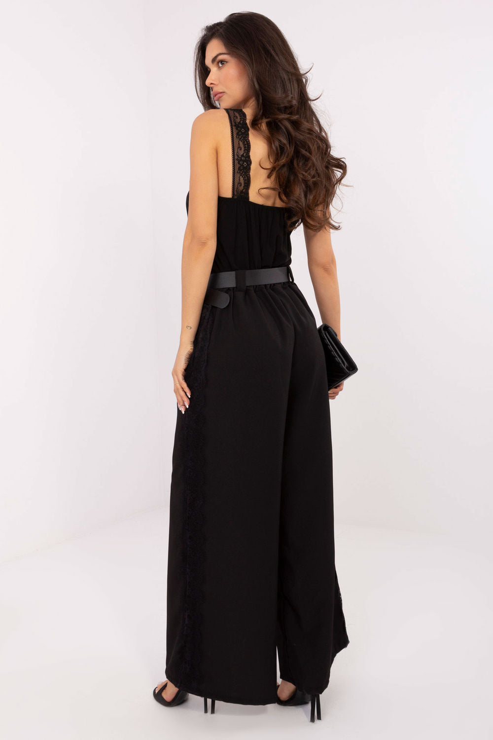 Italy Moda Black Lace Wide Leg Trousers - view 3