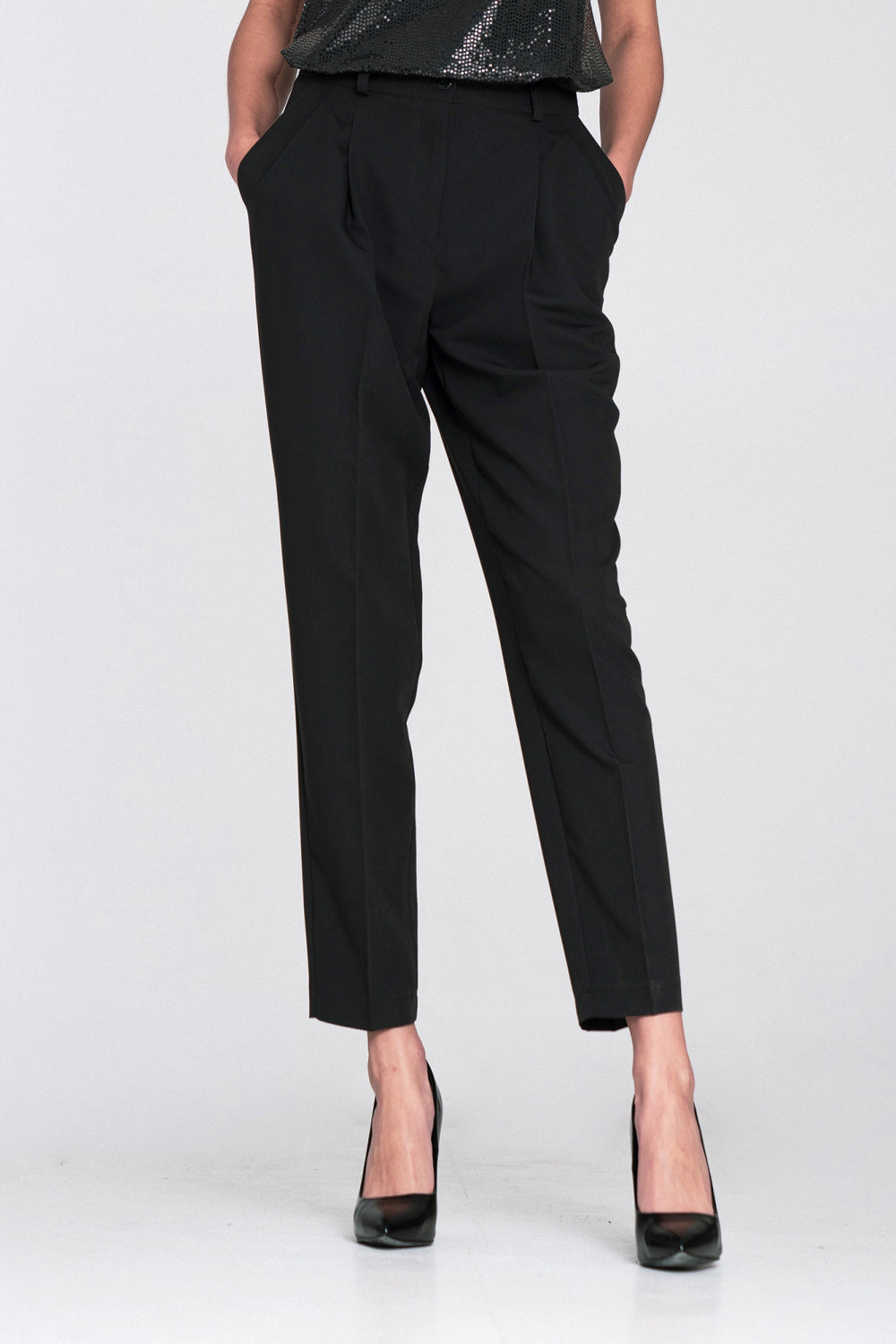 Nife Black High Waisted Trousers