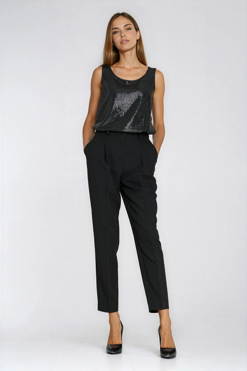 Nife Black High Waisted Trousers - view 2