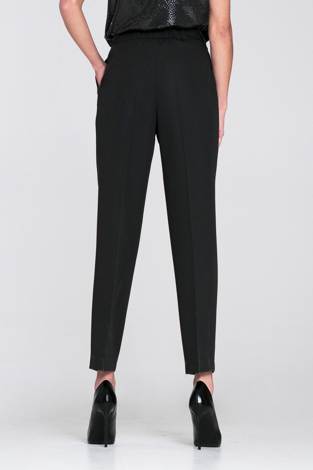 Nife Black High Waisted Trousers - view 3