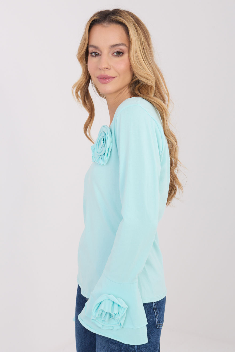 Italy Moda Mint Bodycon V-Neck Blouse - view 3