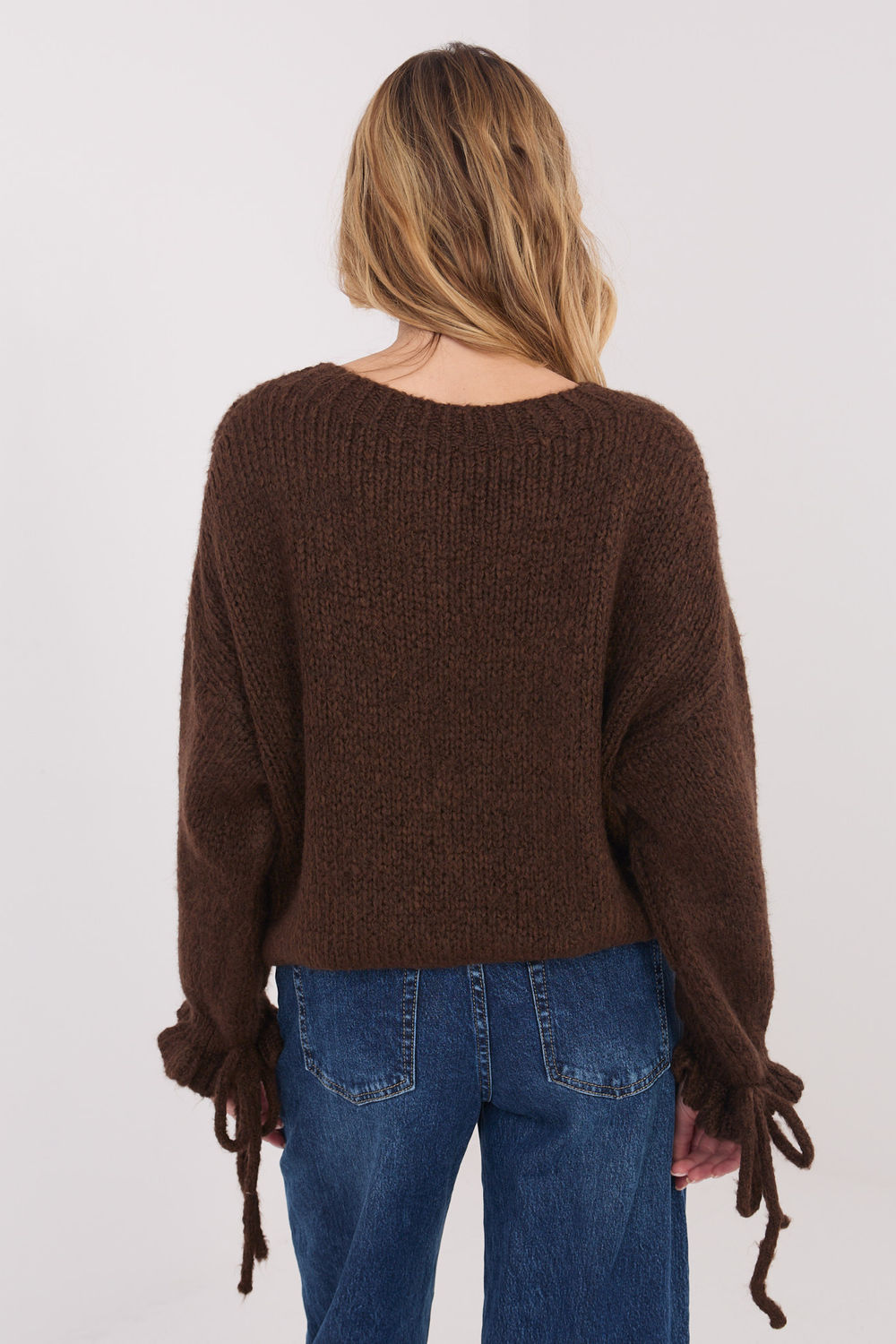 Italy Moda Brown Round Neck Acrylic Long Sleeve Jumper - view 3