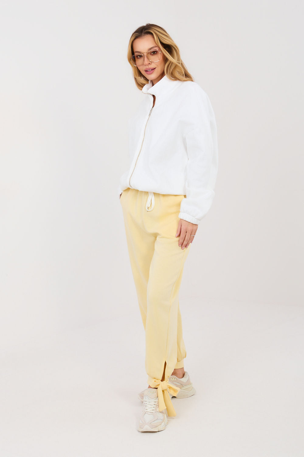 Italy Moda Light Yellow High Waisted Joggers