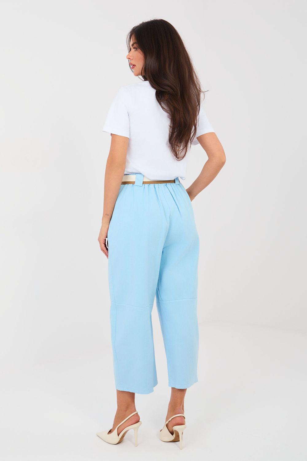 Rue Paris Light Blue Pleated High Waisted Jeans - view 3