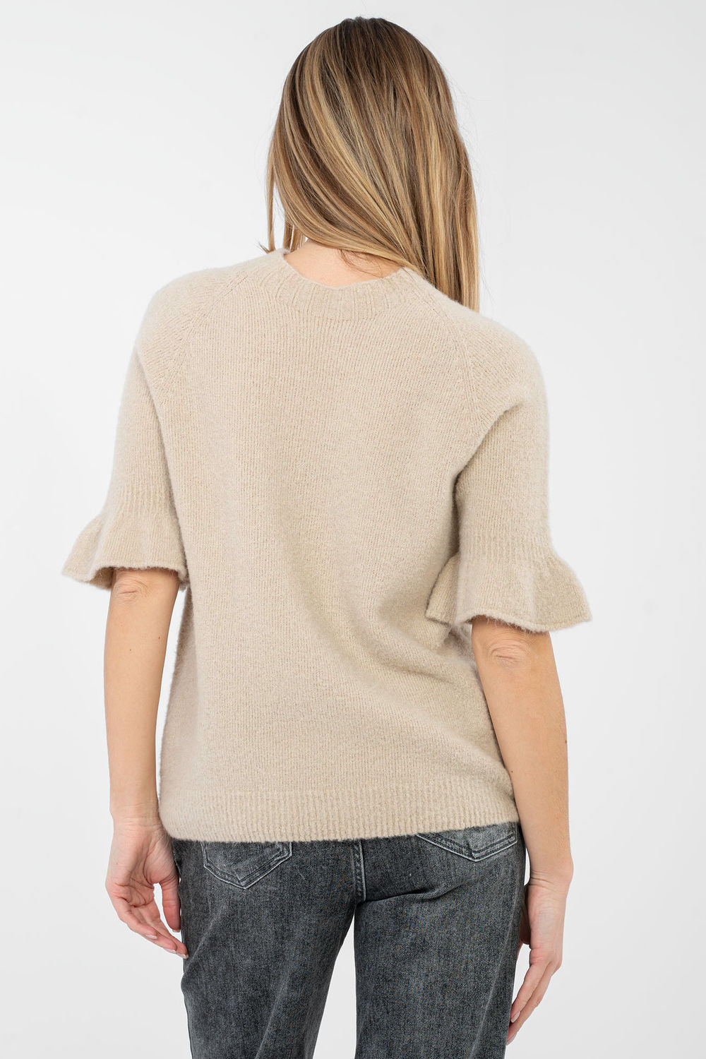 Italy Moda Beige Short Sleeve Jumper - view 3