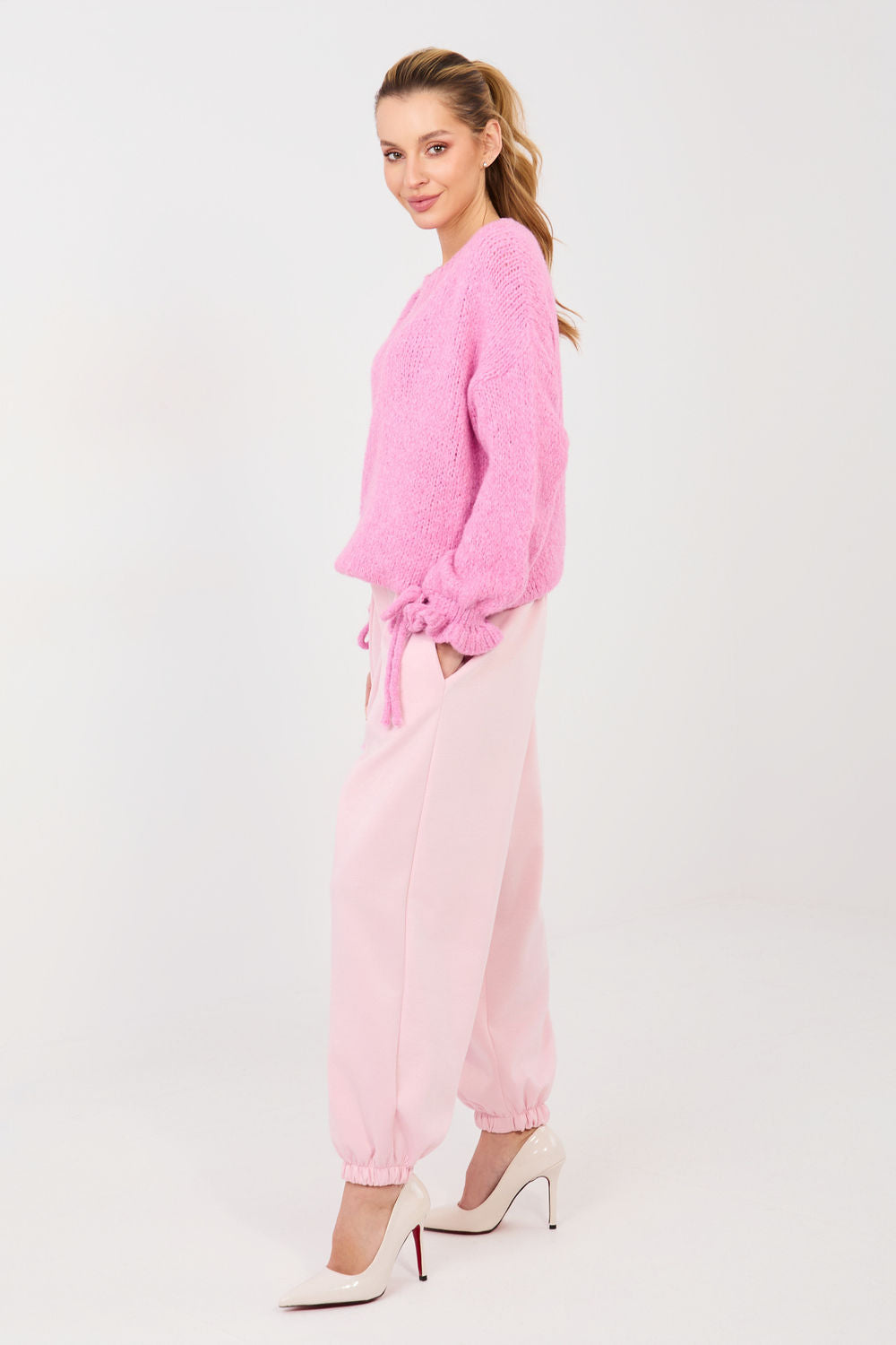 Italy Moda Light Pink Pleated Joggers - view 2