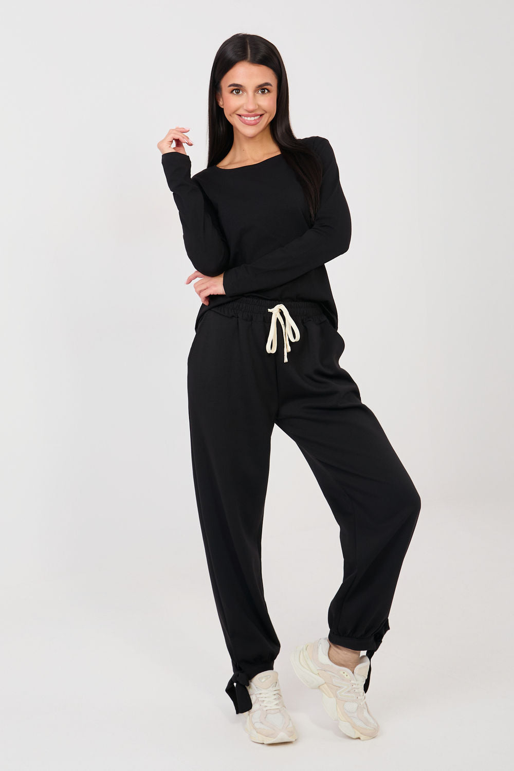 Italy Moda Black High Waisted Cotton Joggers