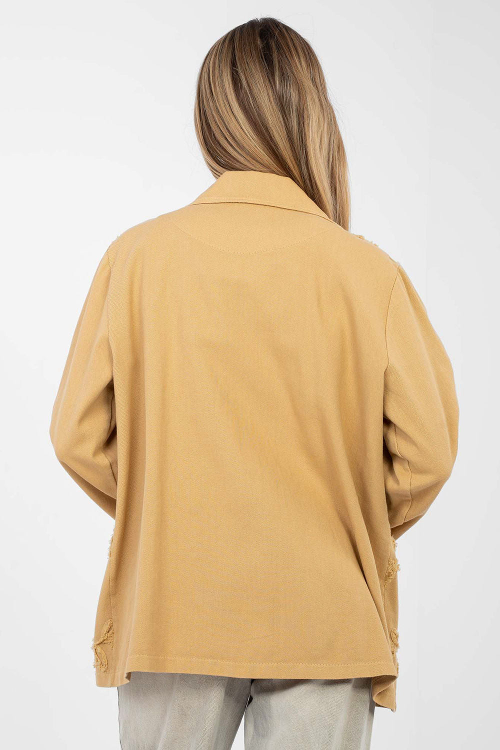Rue Paris Camel Denim Long Sleeve Jacket - view 3
