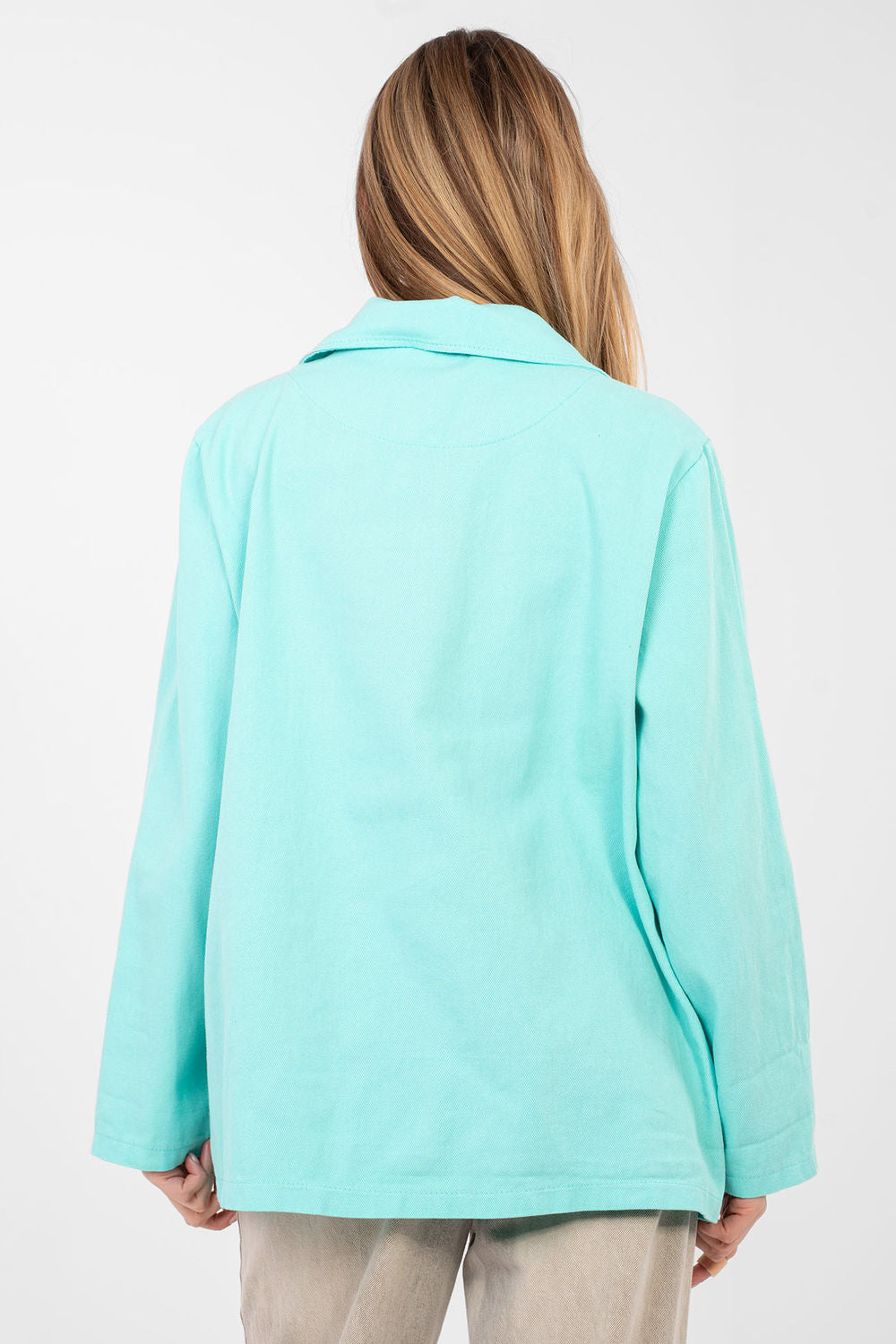 Rue Paris Turquoise Denim Long Sleeve Jacket - view 3