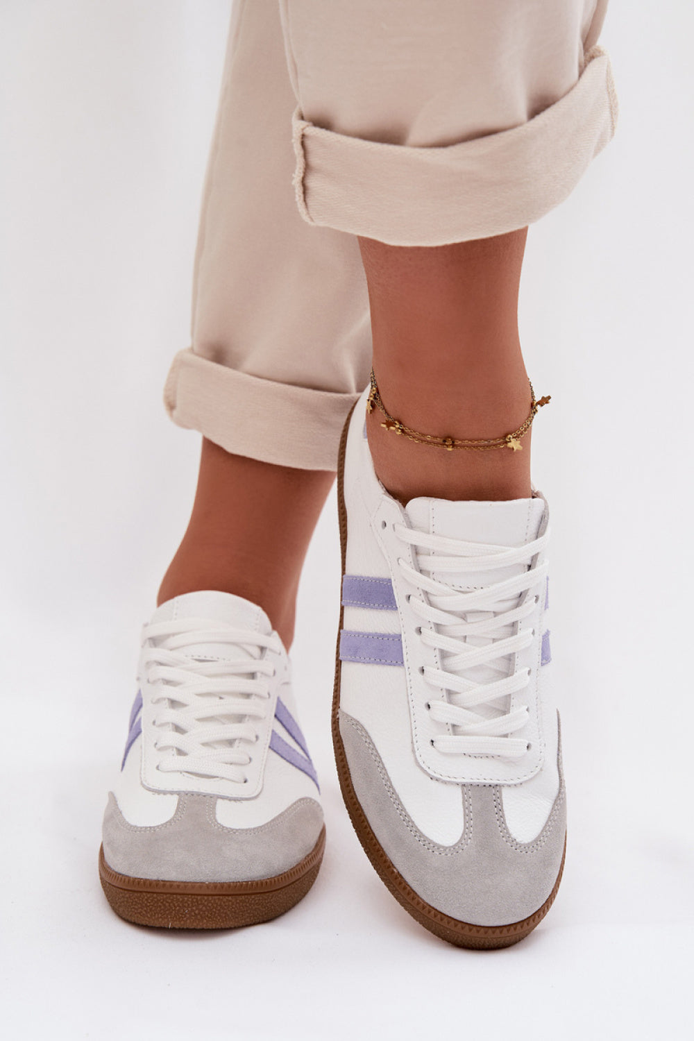 Step In Style Blue Leather Lace Up Trainers - view 3
