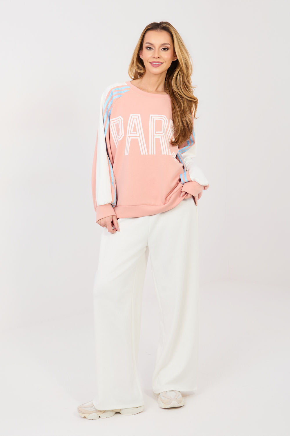 Italy Moda Peach Striped Wide Leg Co-Ord Set