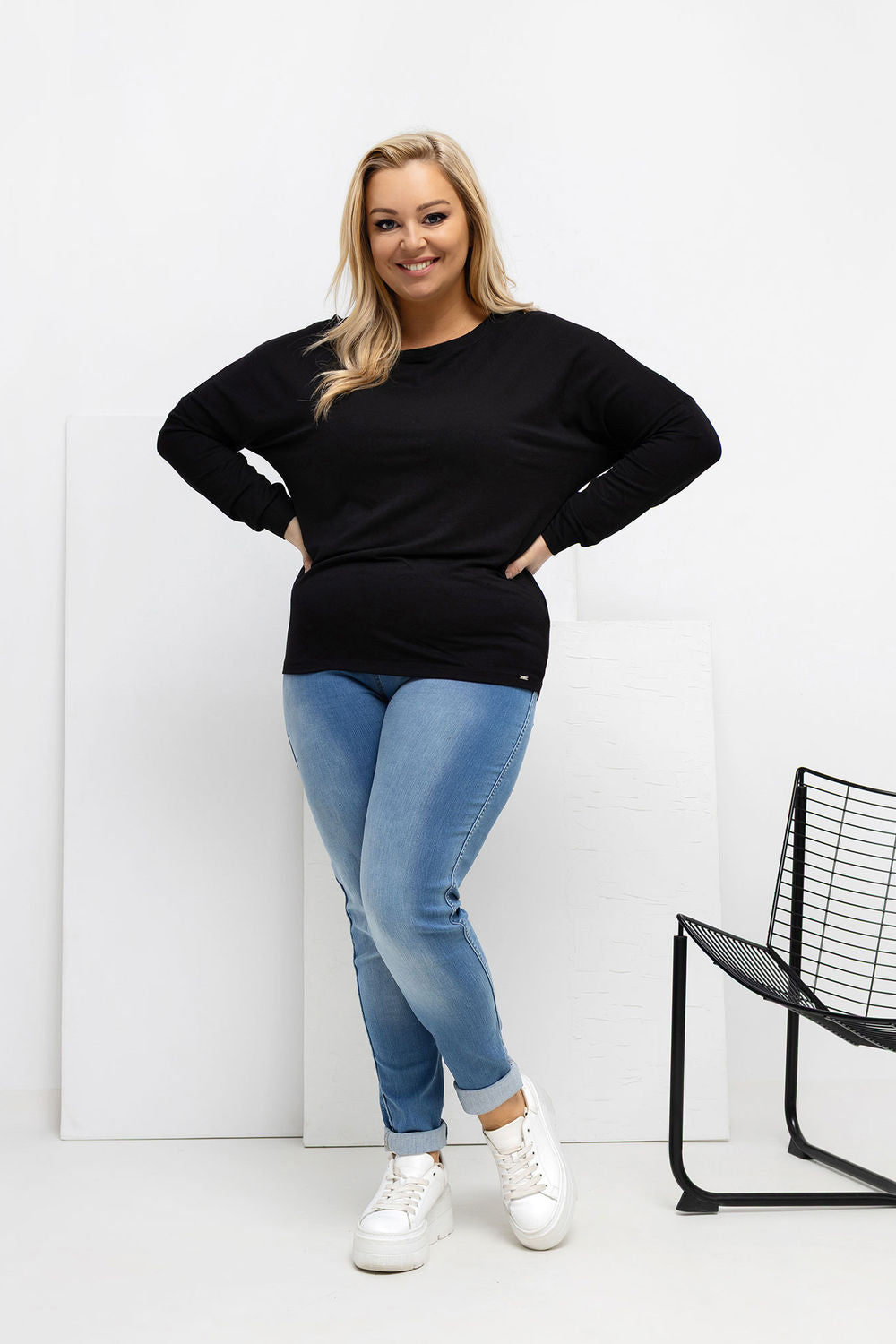 Relevance Black Long Sleeve Plus Size Blouse - view 2