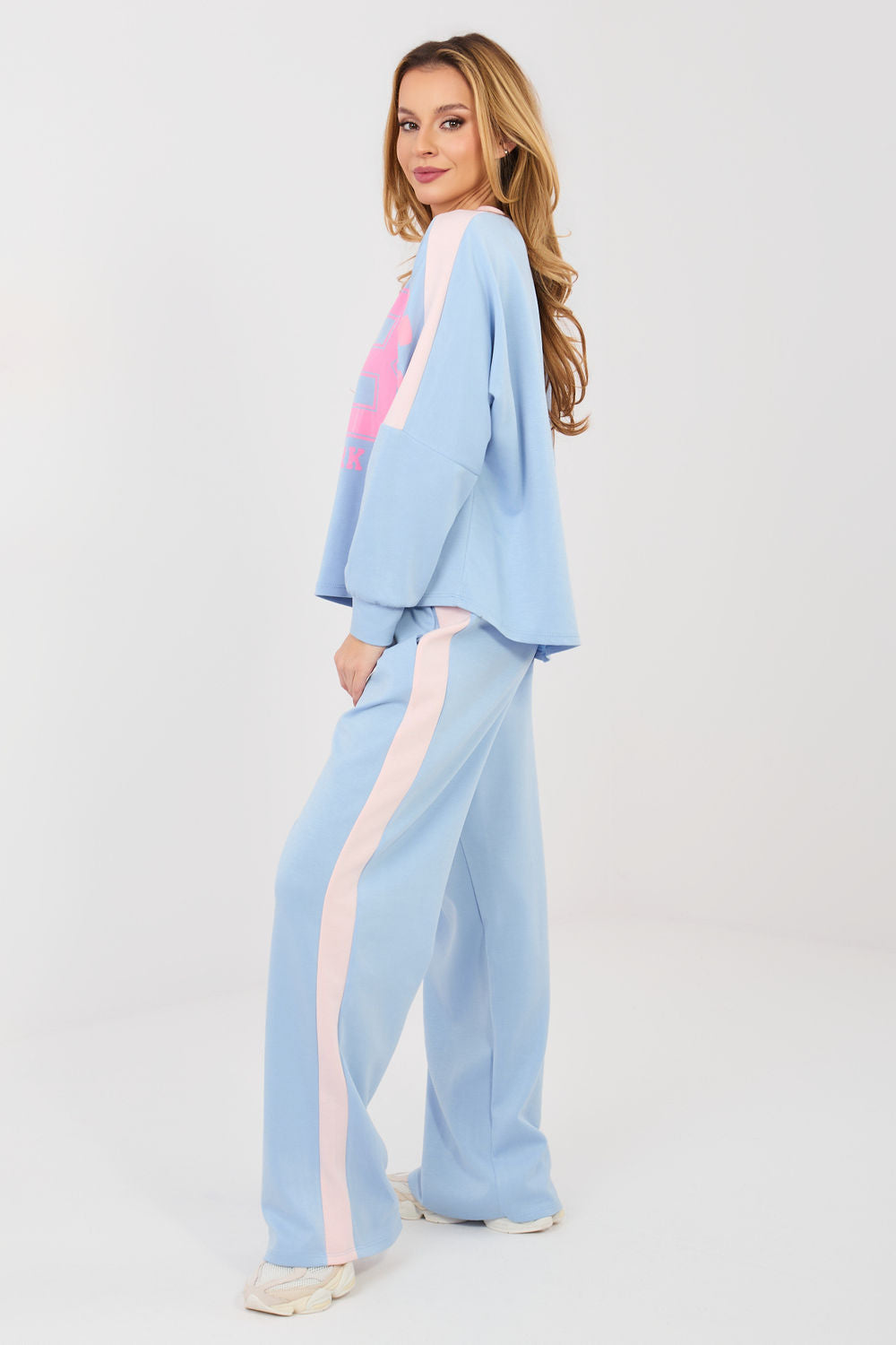Rue Paris Light Blue Striped Wide Leg High Waisted Co-Ord Set - view 2