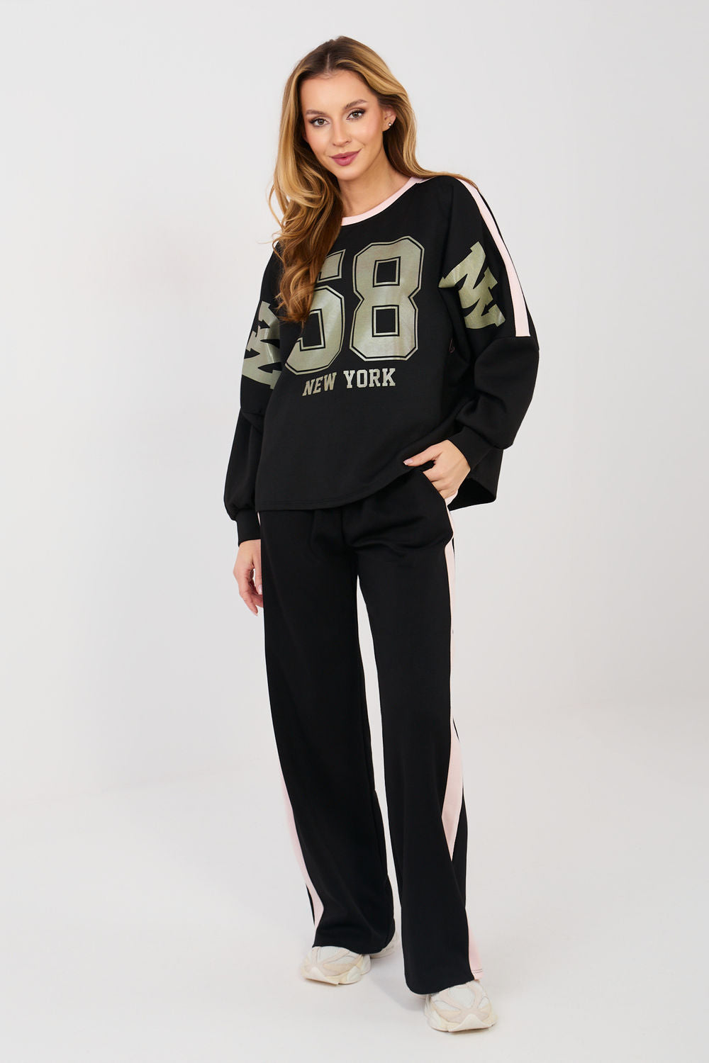 Rue Paris Black Striped Wide Leg Co-Ord Set