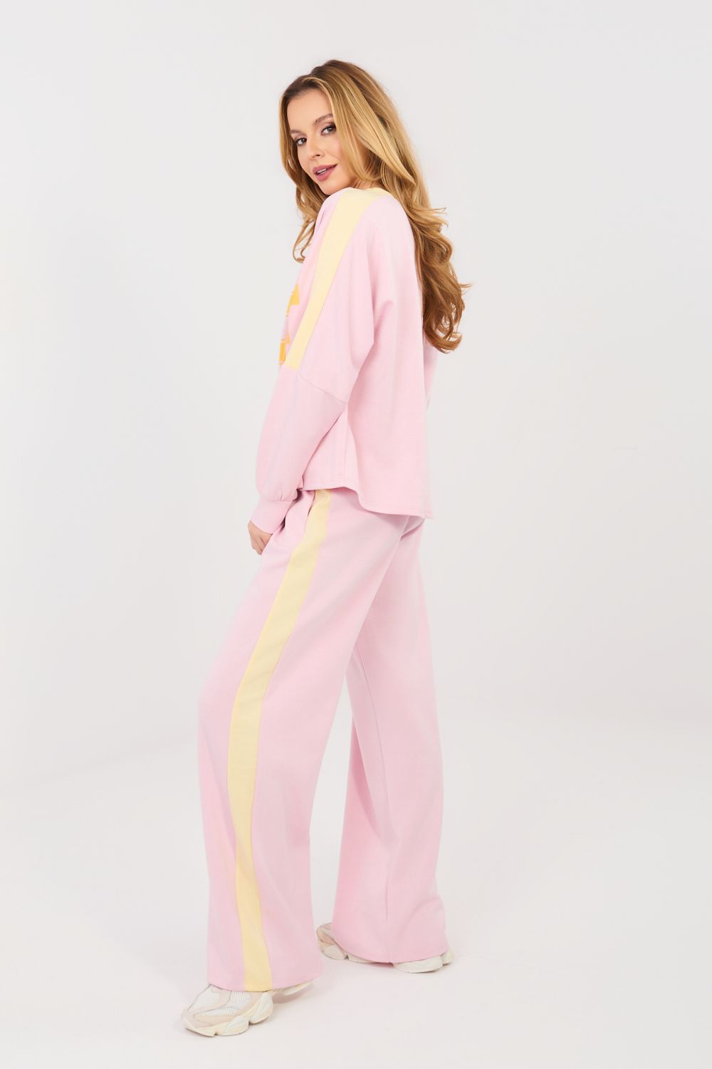 Rue Paris Light Pink Striped Wide Leg High Waisted Co-Ord Set - view 2