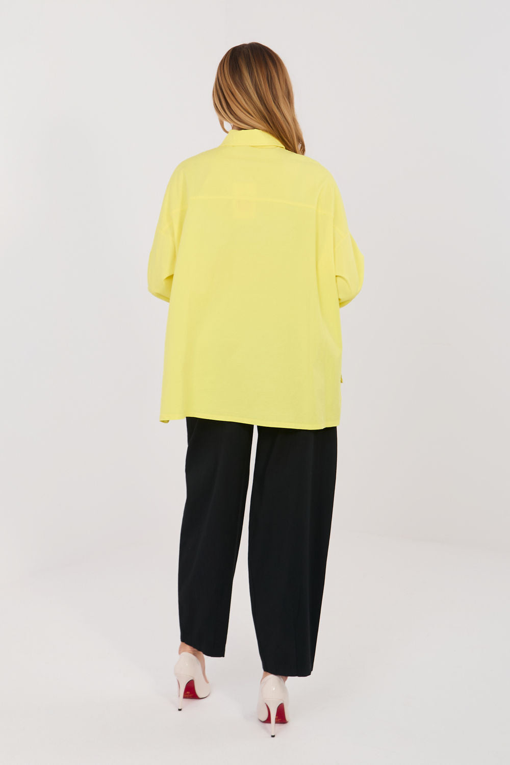 Italy Moda Black High Waisted Cotton Trousers with Pockets - view 2