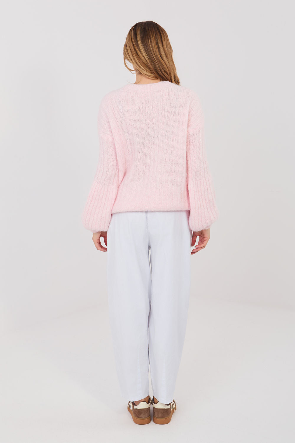 Italy Moda White High Waisted Cotton Trousers - view 3