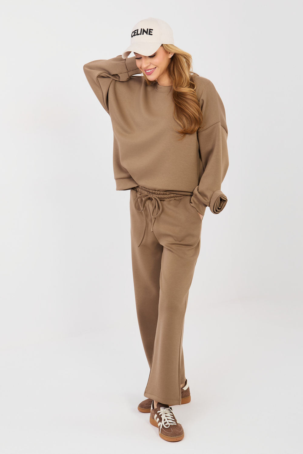 Italy Moda Brown High Waisted Long Sleeve Co-Ord Set