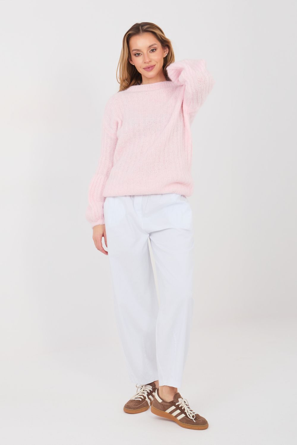 Italy Moda White High Waisted Cotton Trousers - view 5