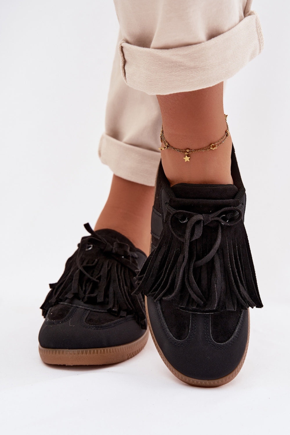 Step In Style Black Faux Suede Trainers - view 3
