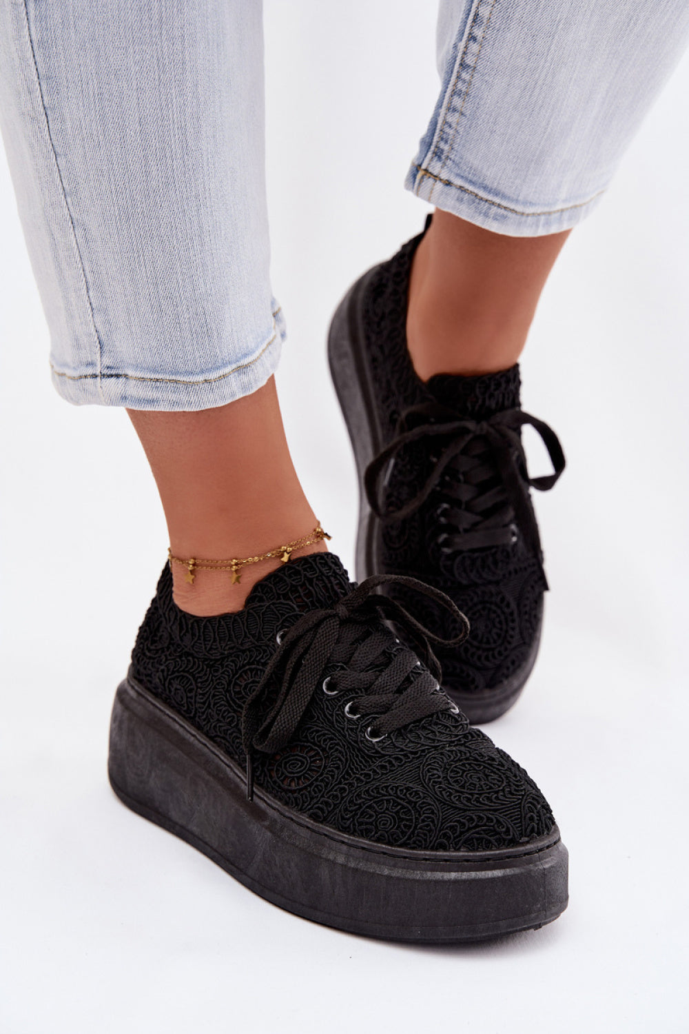 Step In Style Evalora Black Platform Trainers - view 3