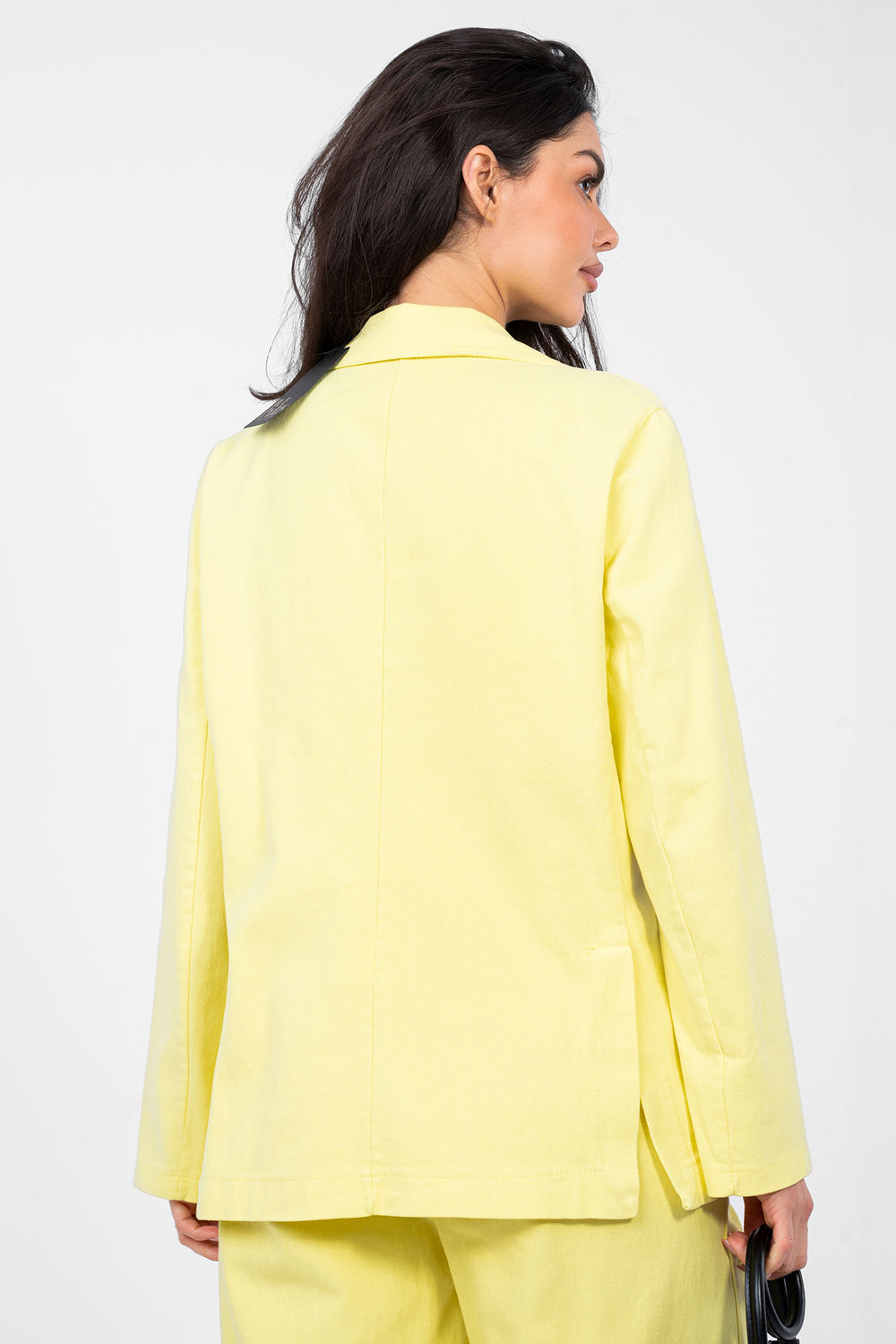 Rue Paris Light Yellow Denim Cotton Jacket - view 3