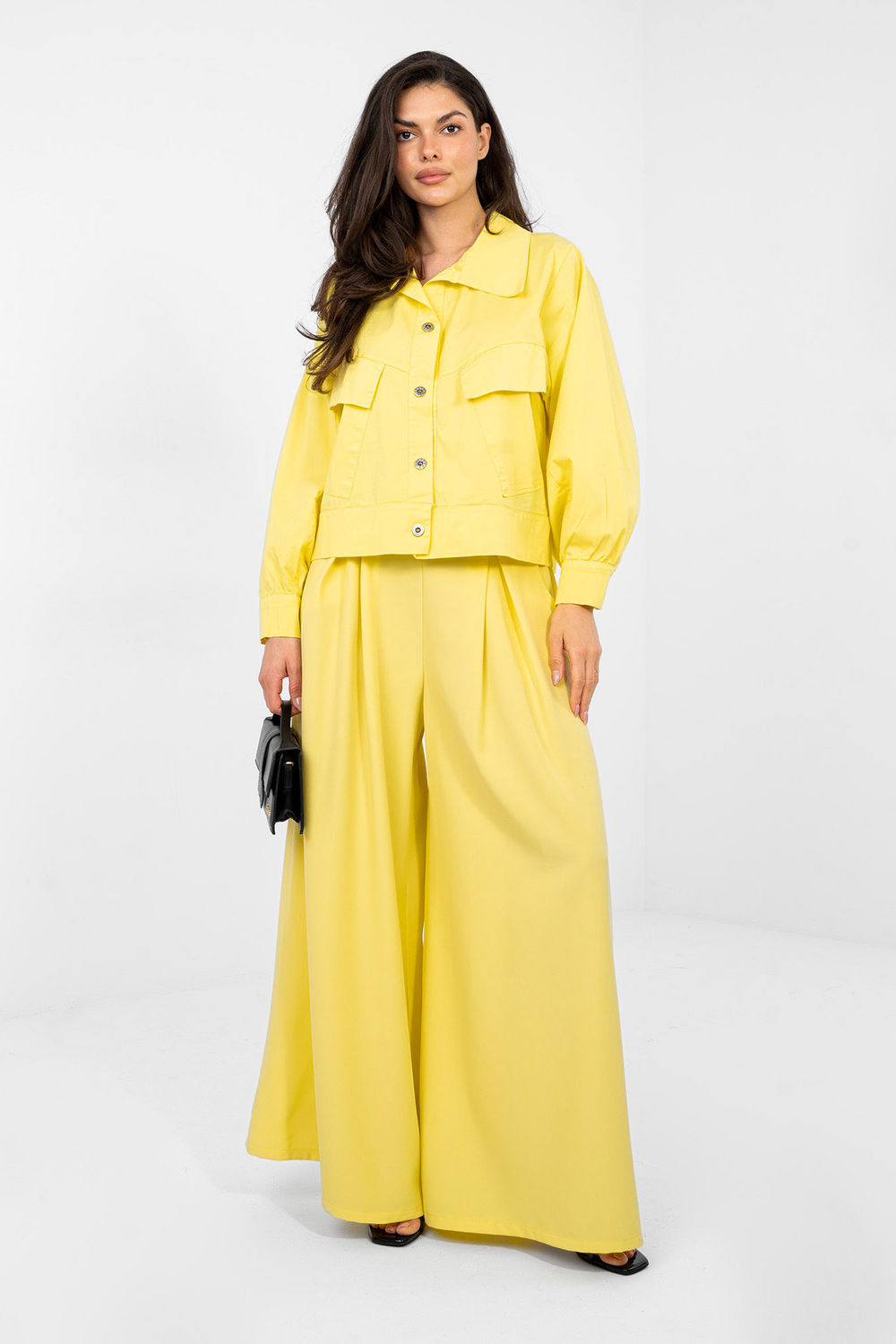 Rue Paris Yellow Cotton Long Sleeve Top