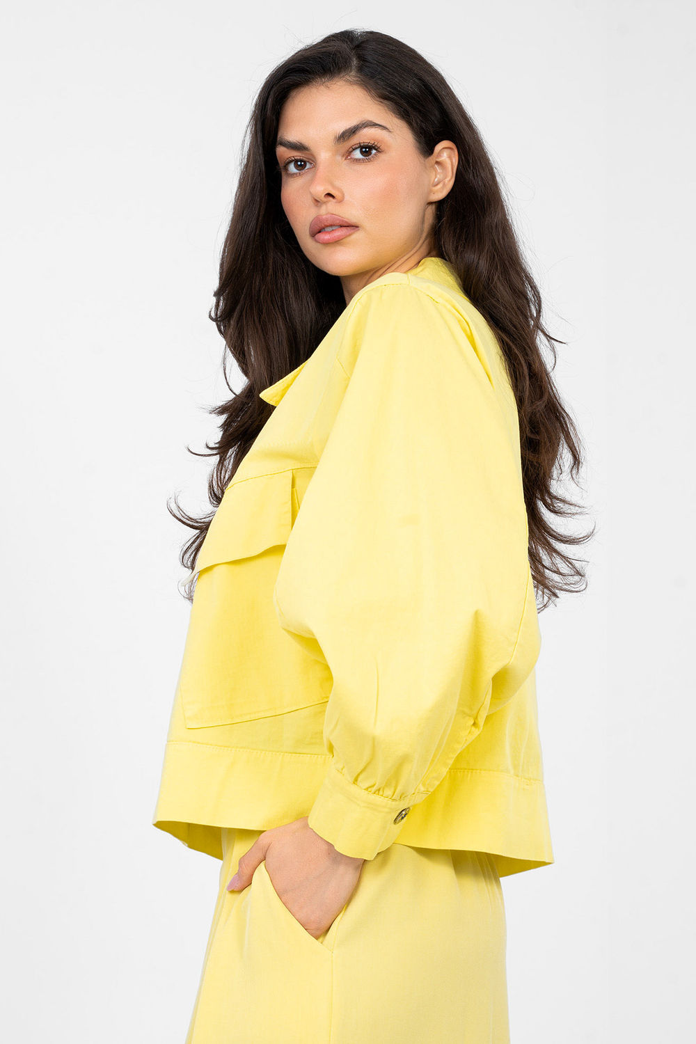 Rue Paris Yellow Cotton Long Sleeve Top - view 2