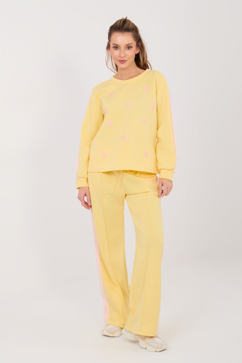 Rue Paris Light Yellow Slim Fit Striped Wide Leg Co-Ord Set - view 3