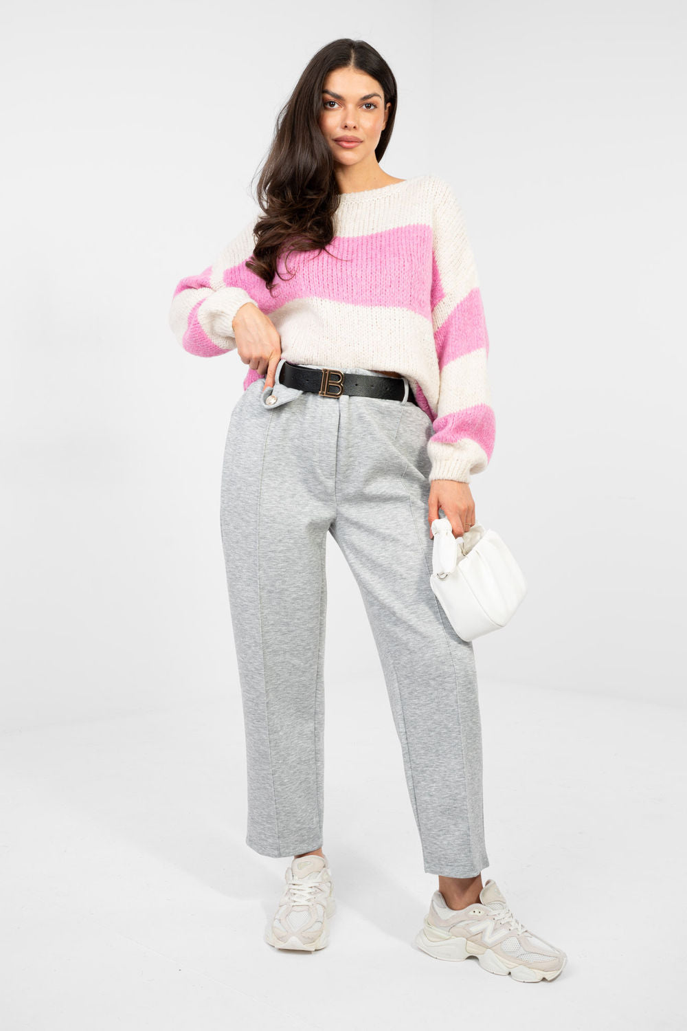 Italy Moda Grey High Waisted Joggers