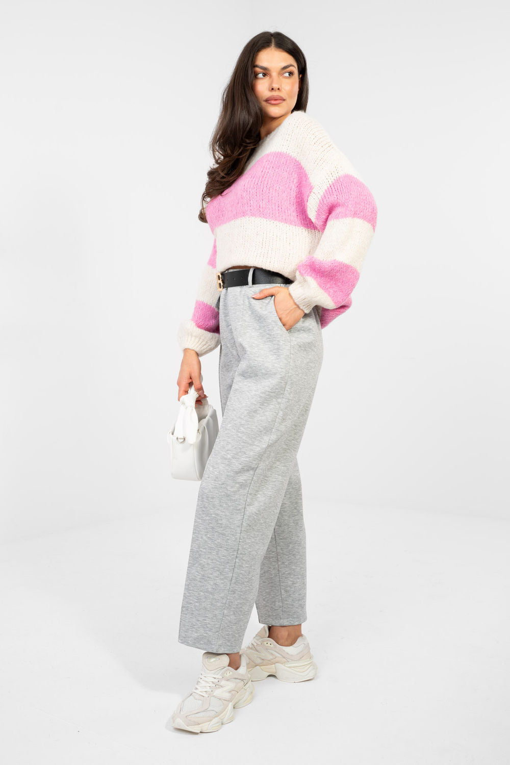 Italy Moda Grey High Waisted Joggers - view 2