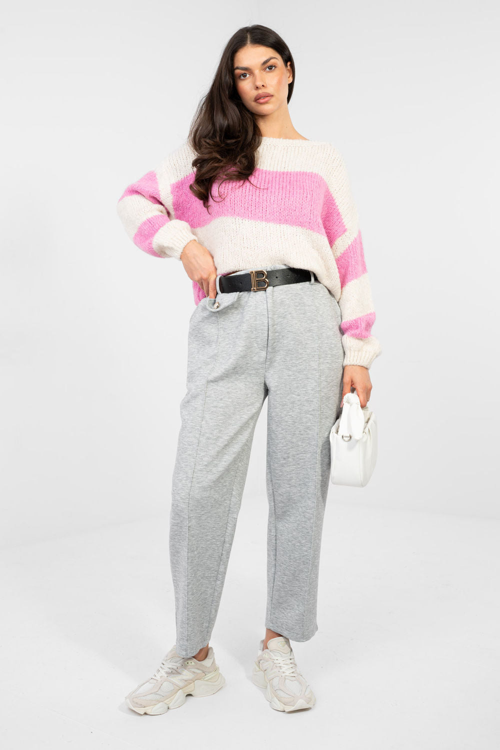 Italy Moda Grey High Waisted Joggers - view 3