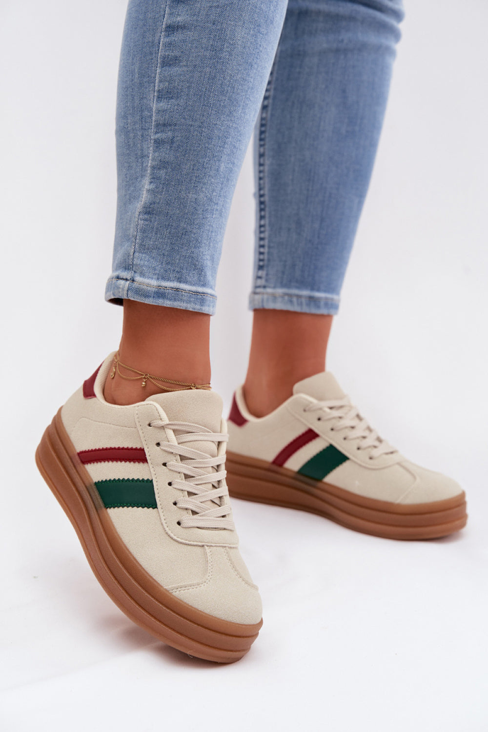 Step In Style Beige Platform Trainers
