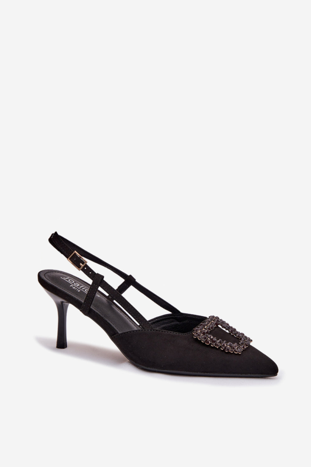 Step In Style Ismeria Black Faux Suede Stiletto Heeled Sandals - view 2