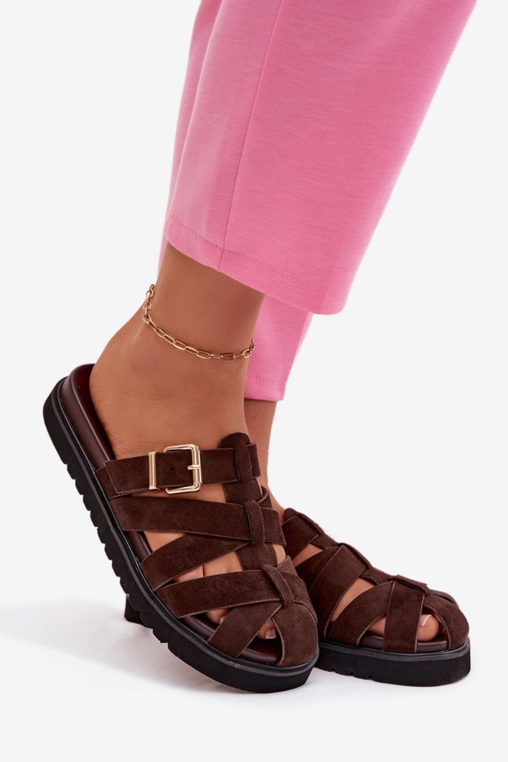 Step In Style Roselisse Chocolate Faux Suede Platform Flip Flops - view 3
