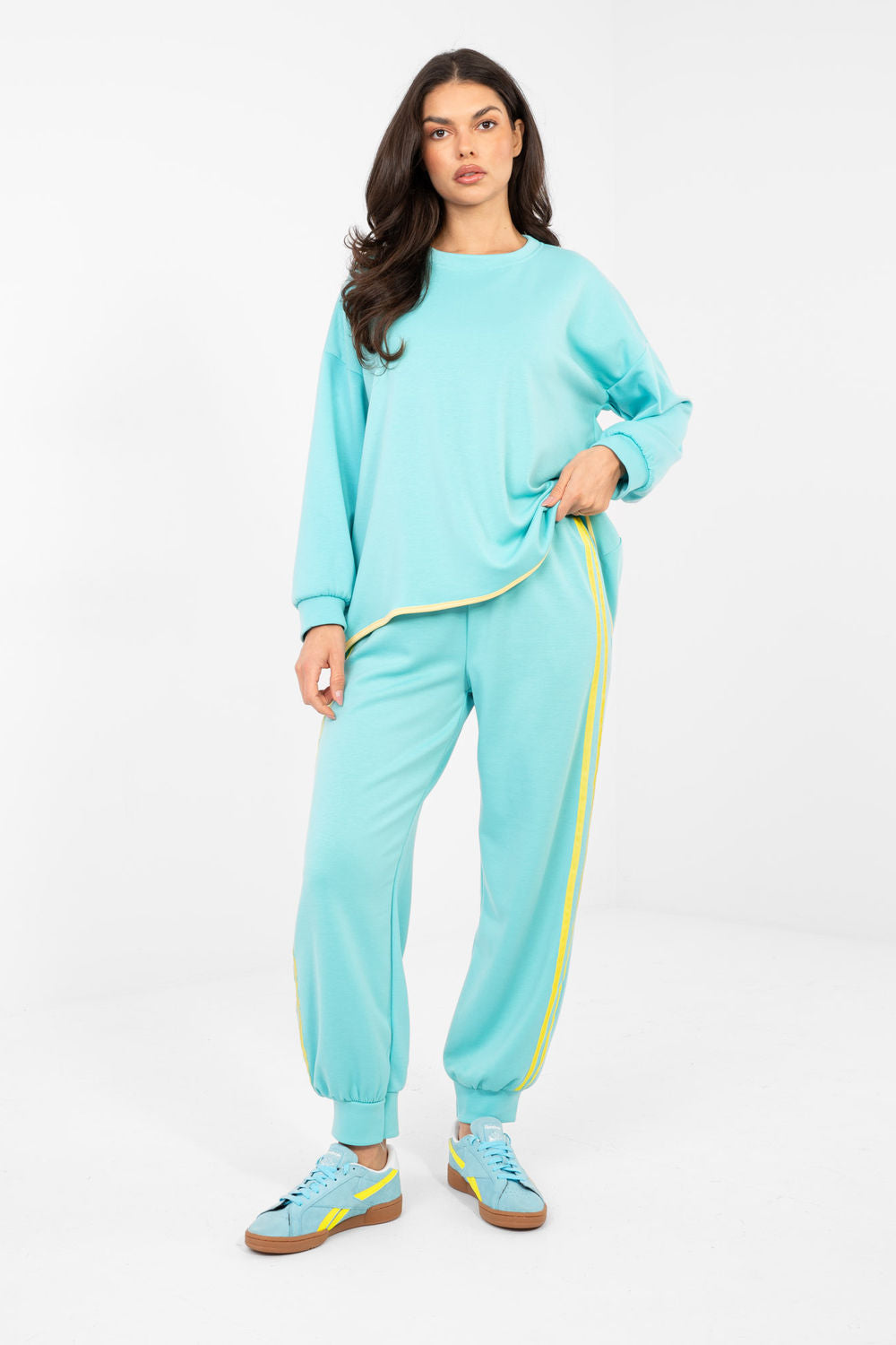 Rue Paris Mint Striped High Waisted Co-Ord Set