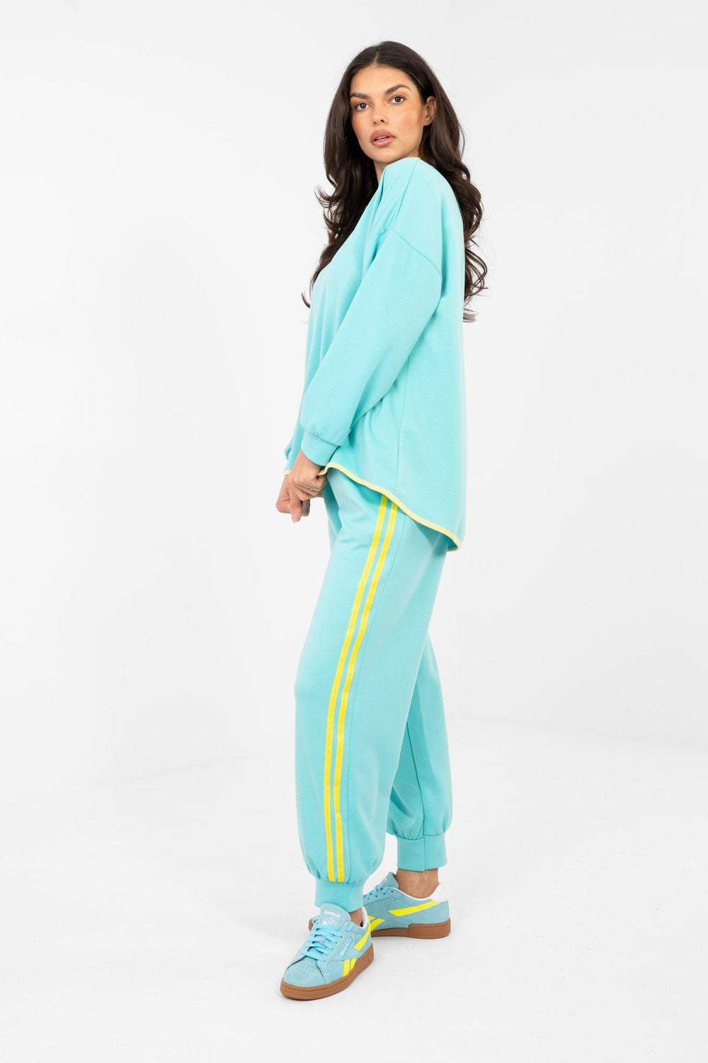 Rue Paris Mint Striped High Waisted Co-Ord Set - view 2