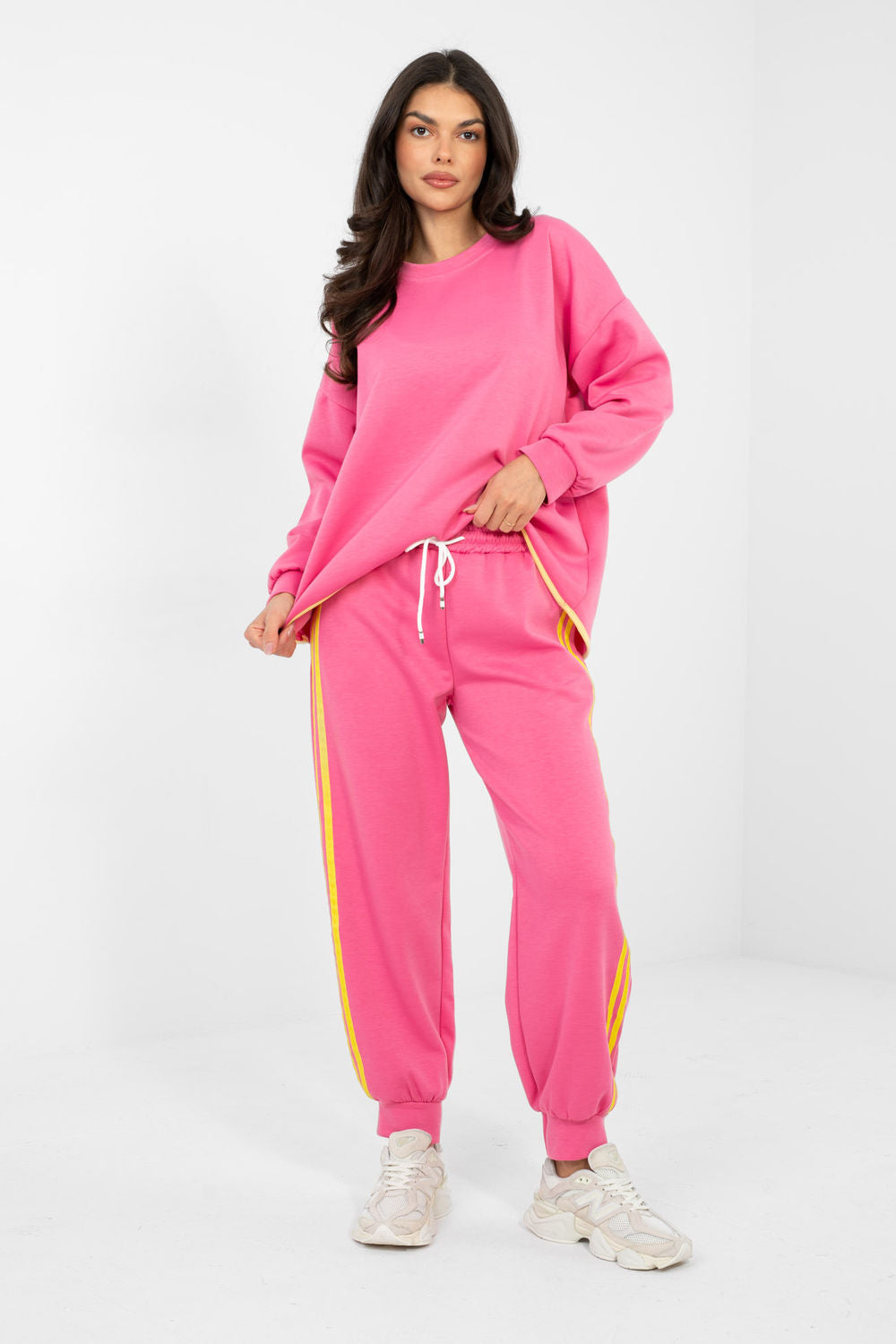 Rue Paris Dark Pink Striped High Waisted Co-Ord Set - view 3
