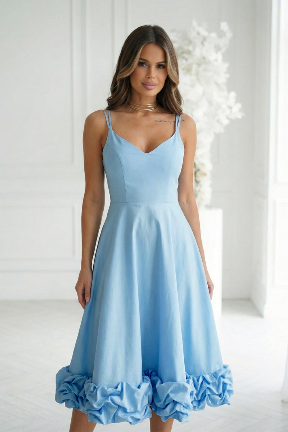 Bicotone Baby Blue Midi Bodycon Cocktail Dress